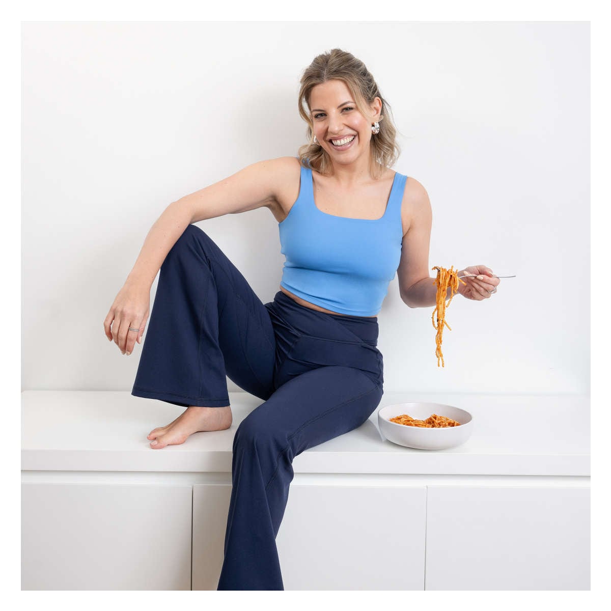 Active Balance Square Neck Tank in Light Blue from Joe Fresh